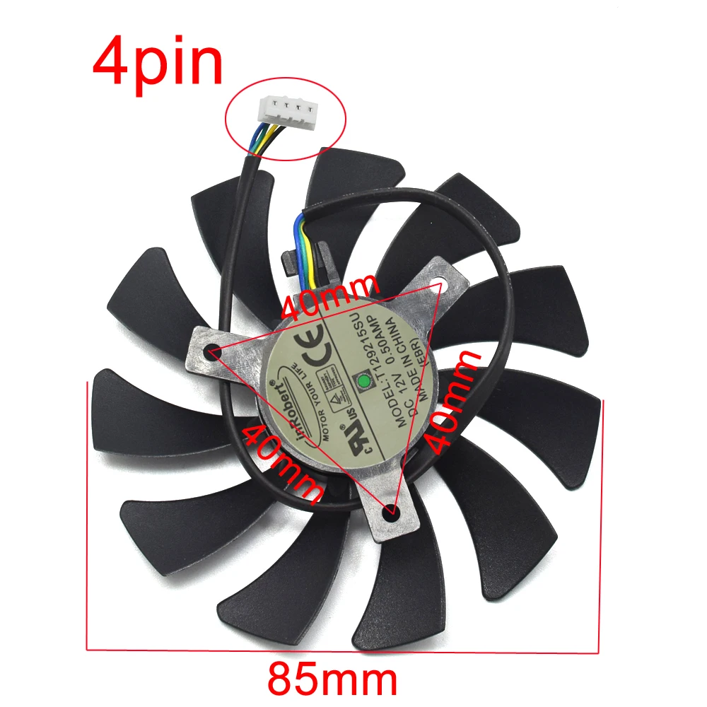 Новый 85 мм T129215SU T129215SH 4Pin GTX1060 6 гб вентилятор кулера DIY замена для Zotac мини 3