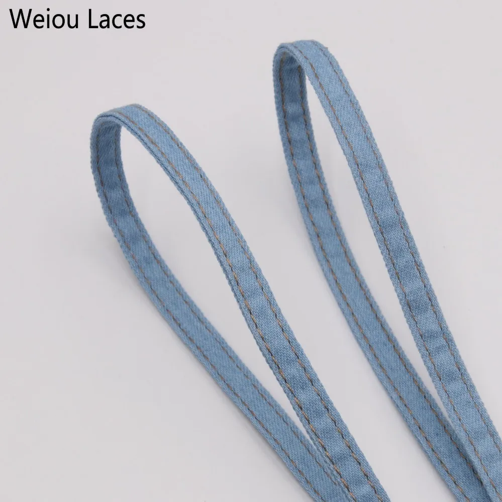 Weiou Премиум плоские джинсовые шнурки с металлическими наконечниками крутые шнурки, чтобы настроить ваши ноги синий черный шнурки для спортивных кроссовок
