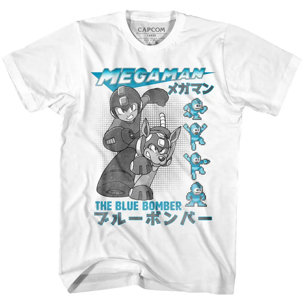 

Megaman Rokkuman Blue Bomber Mens T Shirt Beat Dog Japanese Capcom GamerHigh quality Men T shirt Casual Short sleeve