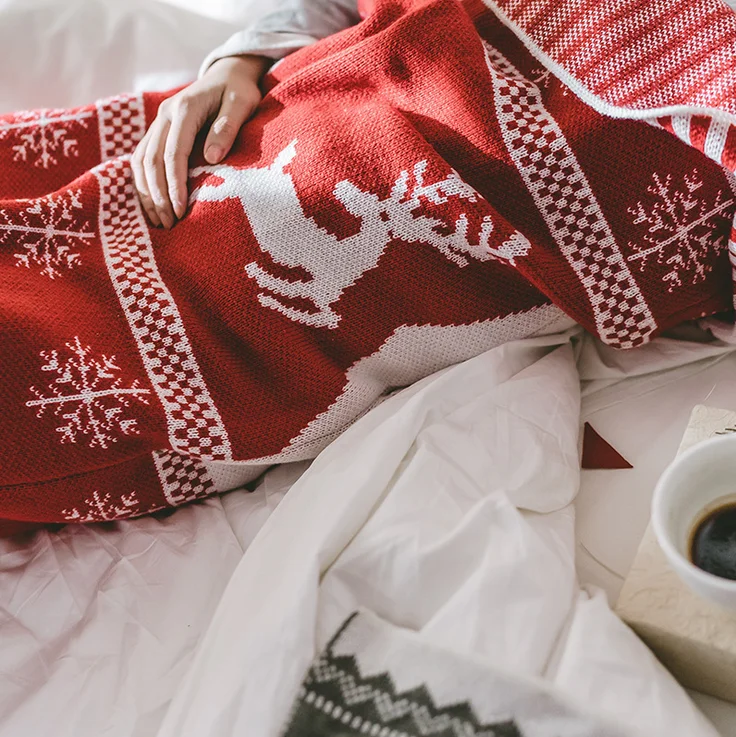 Mylb красный олень рождественские чулки детский спальный мешок вязаная нить мягкий теплый диван кровать автомобиля пледы и одеяла