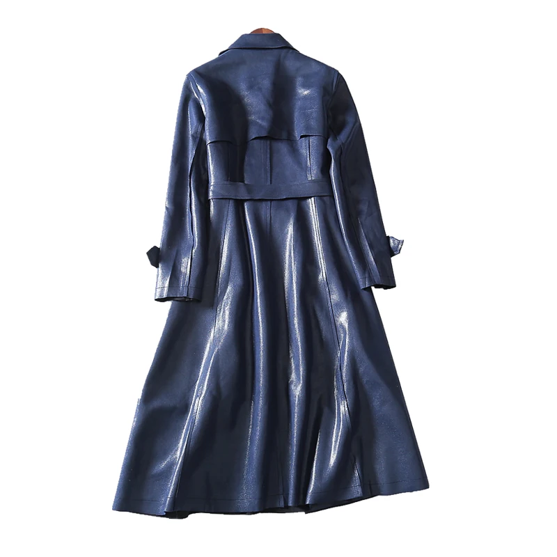 Mode Rabattu Longues Décontracté Solide Pleine Femmes 4xl Et L Nouvelle Tranchée Samgpilee 2018 Hiver Blue Automne Manches Col Tricoté Ceinture Mince 6qZxPXz