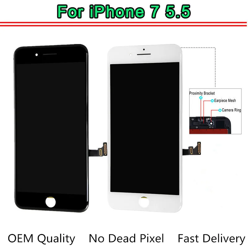 

5PCS OEM Quality LCD For iPhone 7 Plus LCD Display Touch Screen Digitizer Assembly No Dead Pixel Complete Replacement Free ship