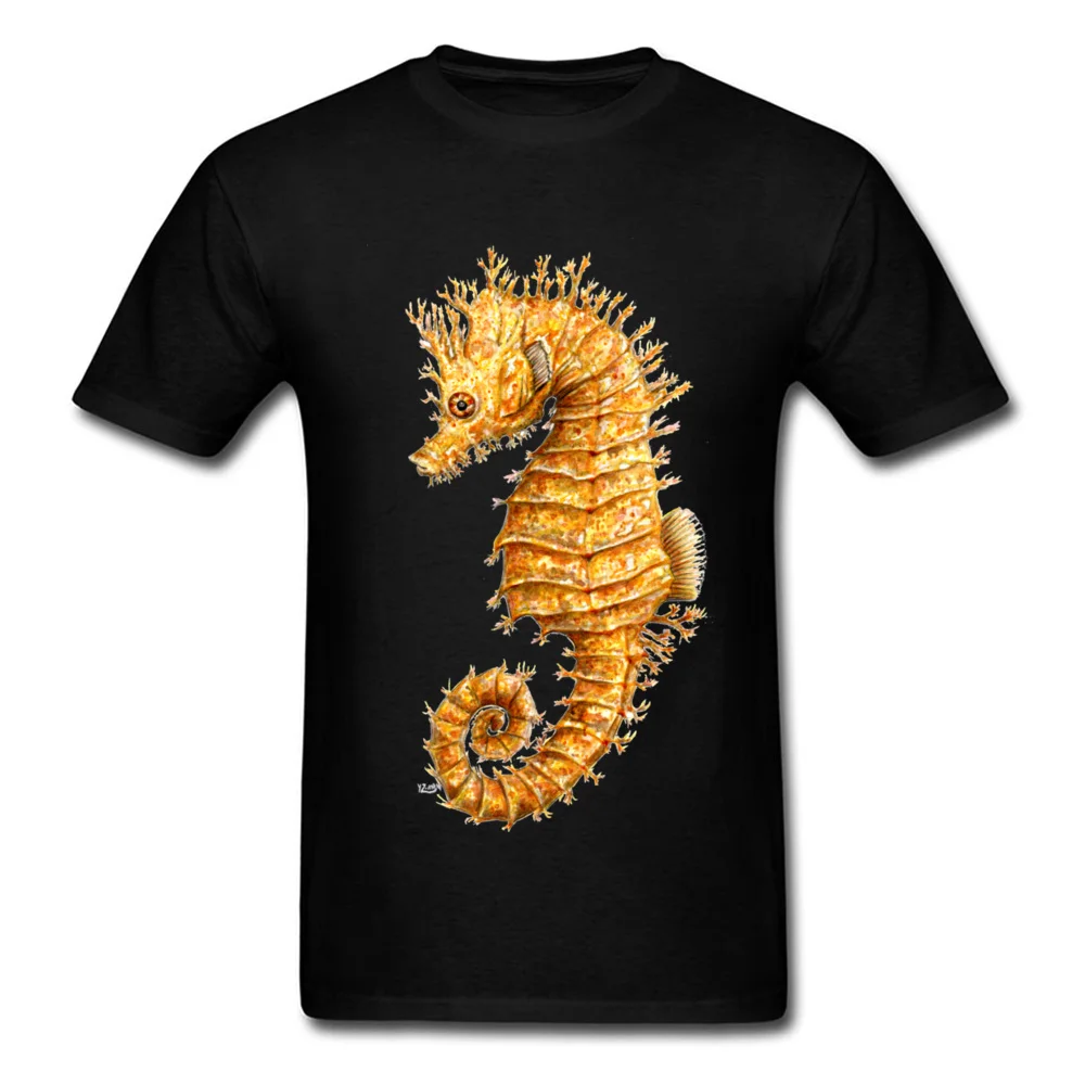 Seahorse 2018 Летняя мужская черная футболка шикарная хлопковая с коротким рукавом и