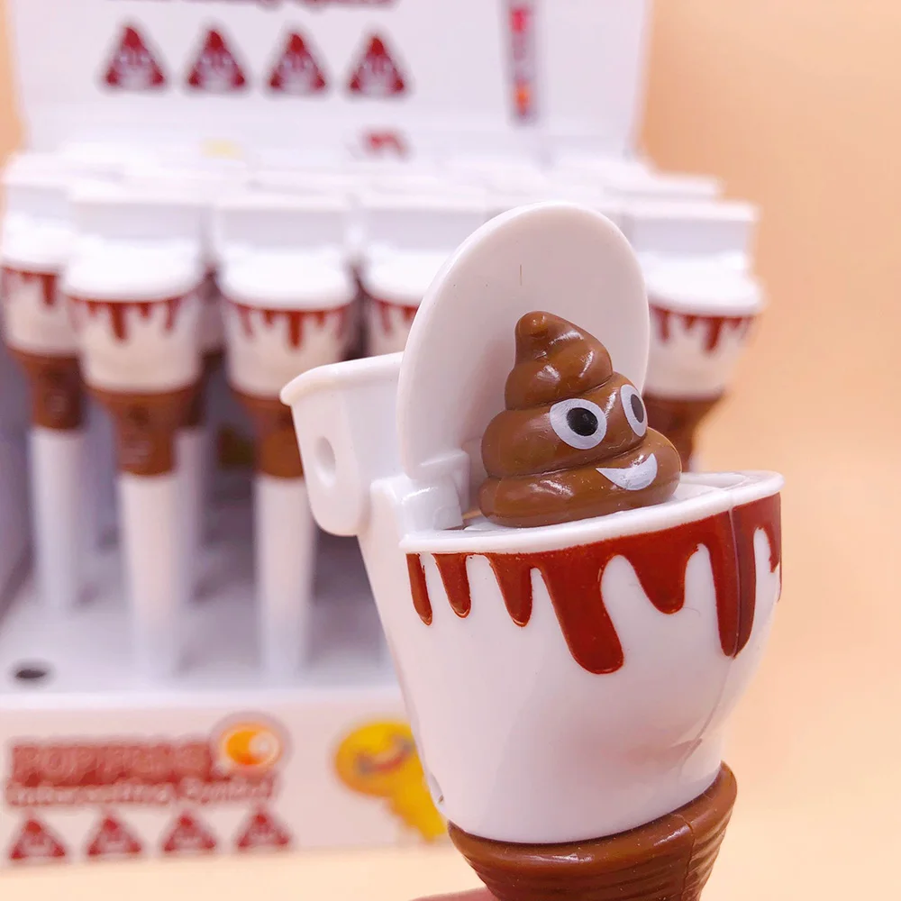 

1Pcs Cute Ball Pen Stationery Creative Funny Cartoon Pushable Toilet Poop Shit Stool Ballpoint Pen 0.7mm Black Ink