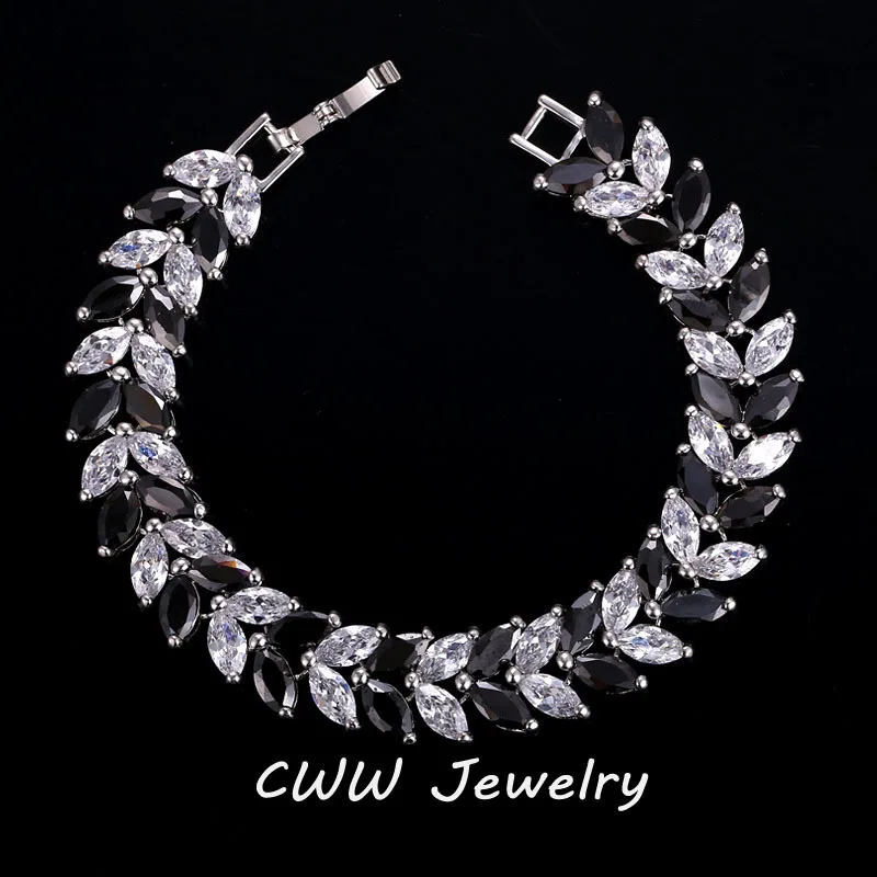 CWWZircons Высокое качество для женщин CZ свадебные украшения роскошный большой австрийский красный браслет из пурпурных кристаллов с кубическим цирконием CB141 - Окраска металла: black