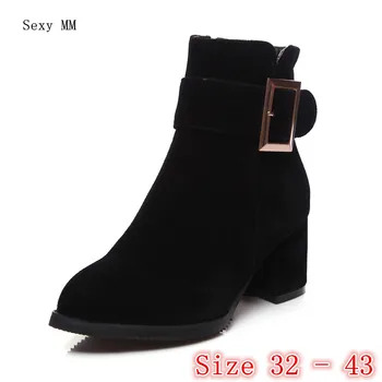 

Spring Autumn Winter Women High Heels Ankle Boots Shoes Woman High Heel Short Boots botas Small Plus Size 32 33 - 40 41 42 43