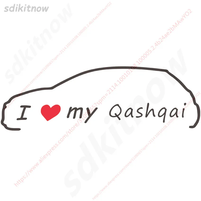 

28x8cm I love my car Decal Creative Waterproof Sticker Auto Styling Door Window Decoration For Nissan Qashqai j10 j11 2013- 2019