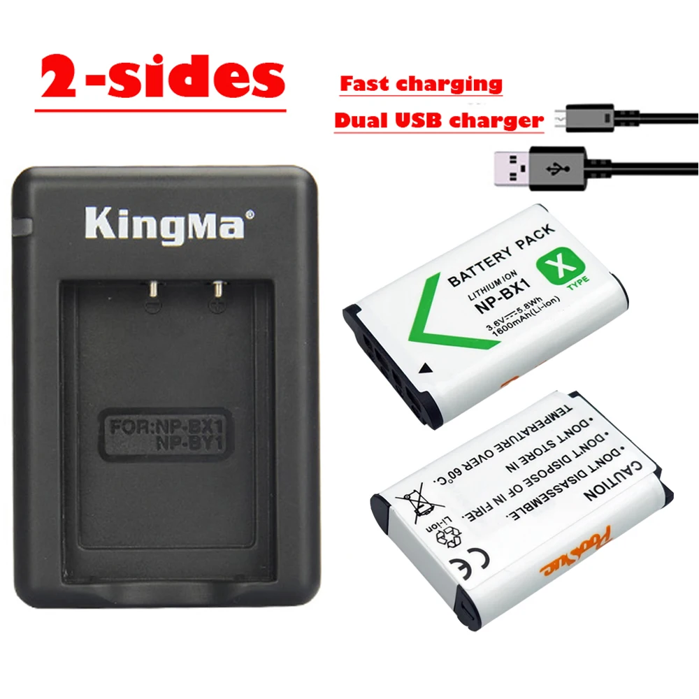 USB Dual Зарядное устройство+ 2x NP-BX1 np bx1 батареи для sony HX50 WX300 RX100 II RX1 HX300 AS15 AS30V AS100v аксессуары - Цвет: 2battery charger