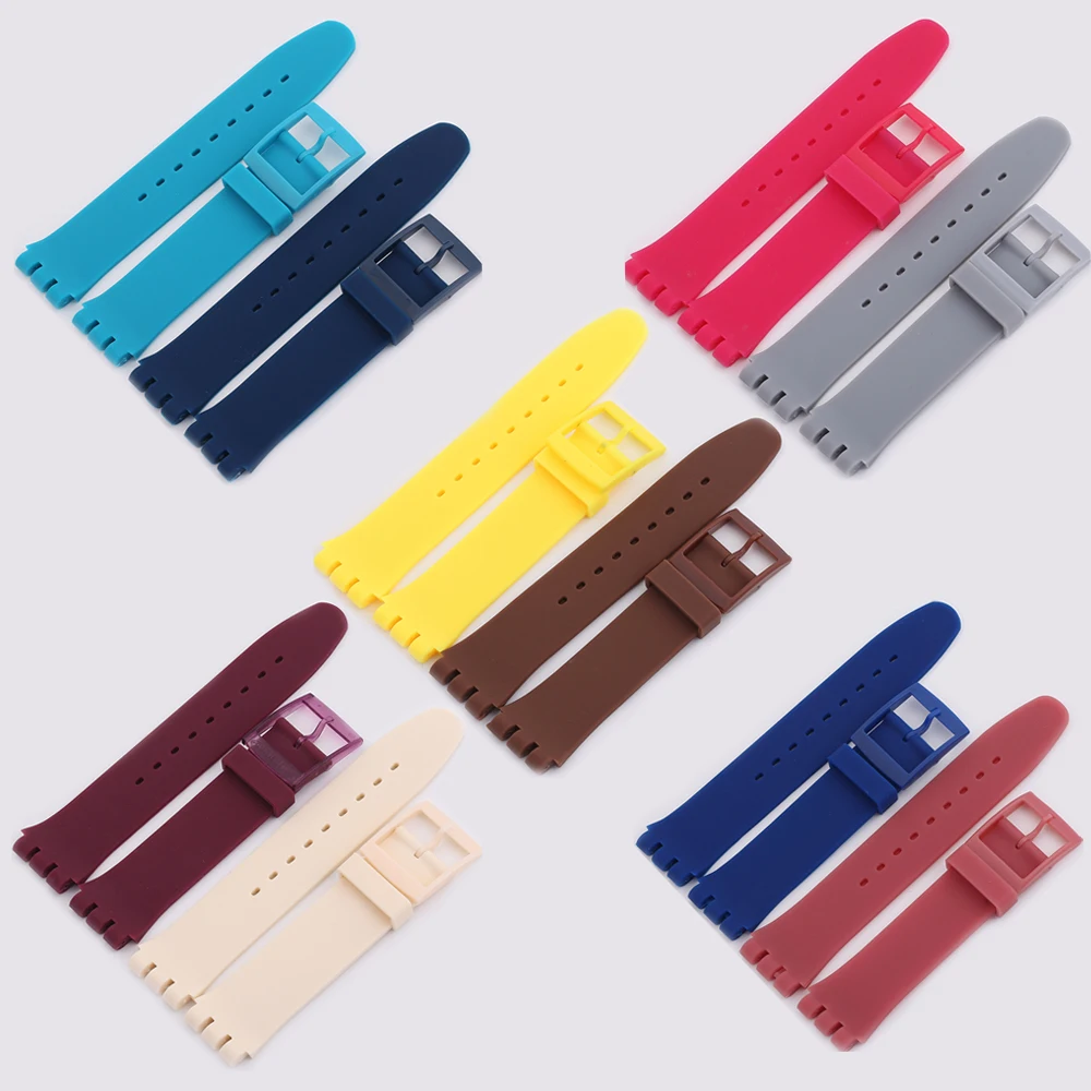 17mm 19mm Silicone Watch band for Swatch Watches Rubber Watch Strap