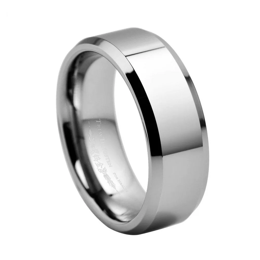 

Flat Polished Finish Tungsten Carbide Band with Beveled Edges Width - 7mm /TURI0003M /customize your message inside