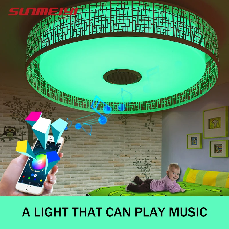 

RGB Dimmable LED Ceiling Lights Modern Creative Music Light For Living room Bedroom Kitchen Cafe Lamp with Bluetooth Player