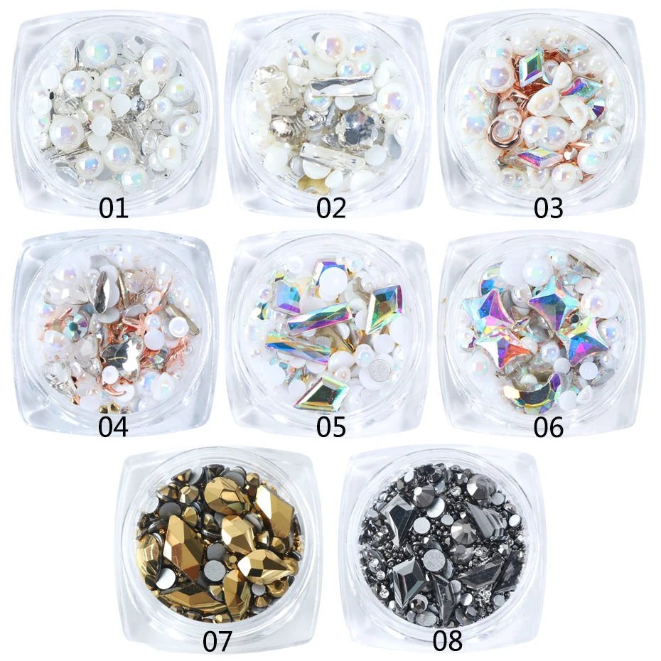 3D Mix Sizes Crystal AB Rhinestones Nail Art Decorations Charm Flatback Glitter Beads Jewelry Stones Manicure Accessories LA1018 (15)