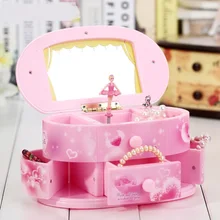 Dancing Ballerina Storage Jewelry Box Music Boxes Cosmetic Mirror Ornaments Mechanism Musical Box For Wedding Gift