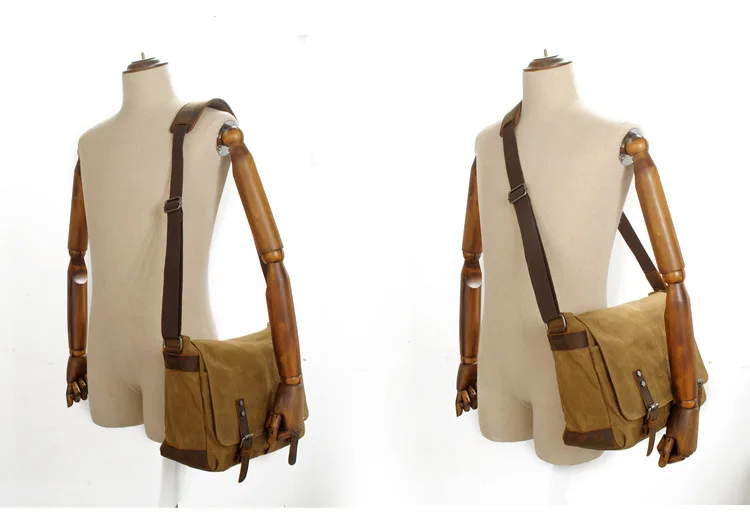 Модная Военная холщовая кожаная мужская сумка через плечо, сумка через плечо, мужская сумка-мессенджер, Холщовая Сумка для отдыха, Повседневная сумка-слинг