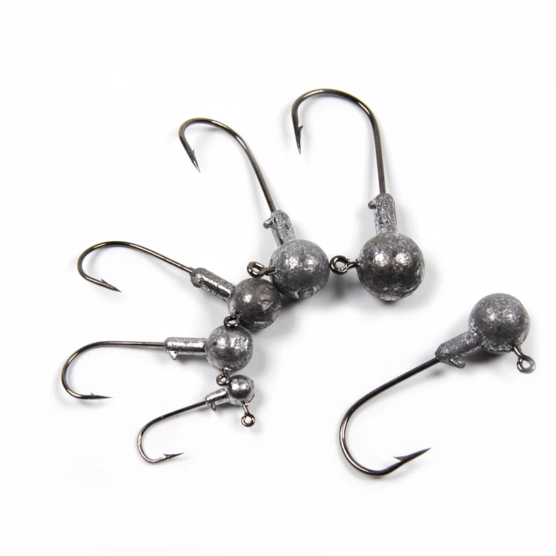 20pcs Lead Jig Head 9g 6g 4g 3g 1g 2/0 1/0 2 4 6 Barbed Hook Soft