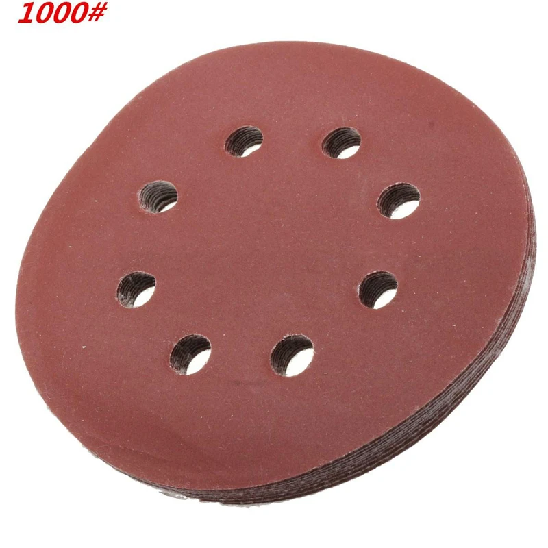10pcs 5 Inch 125mm Sander Disc Round Sandpaper Eight Hole Disk Sand Sheets Grit 60-2000 Hook & Loop Sanding Disc Polish Tools