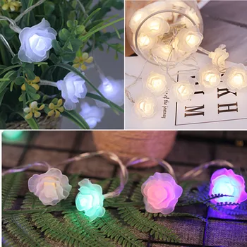 

LED String Lights Rose Flower Garland String Light Fairy Wedding Party Home Garden Decoration 2.5M 20 LED Lights Lamp T9#
