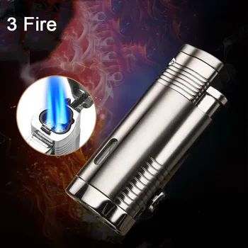 

Windproof Cigarette Lighters Adjustable Flame Butane Gas Lighter 3 Flame Inflatable Lighter Torch Lighter Tobacco Accessories