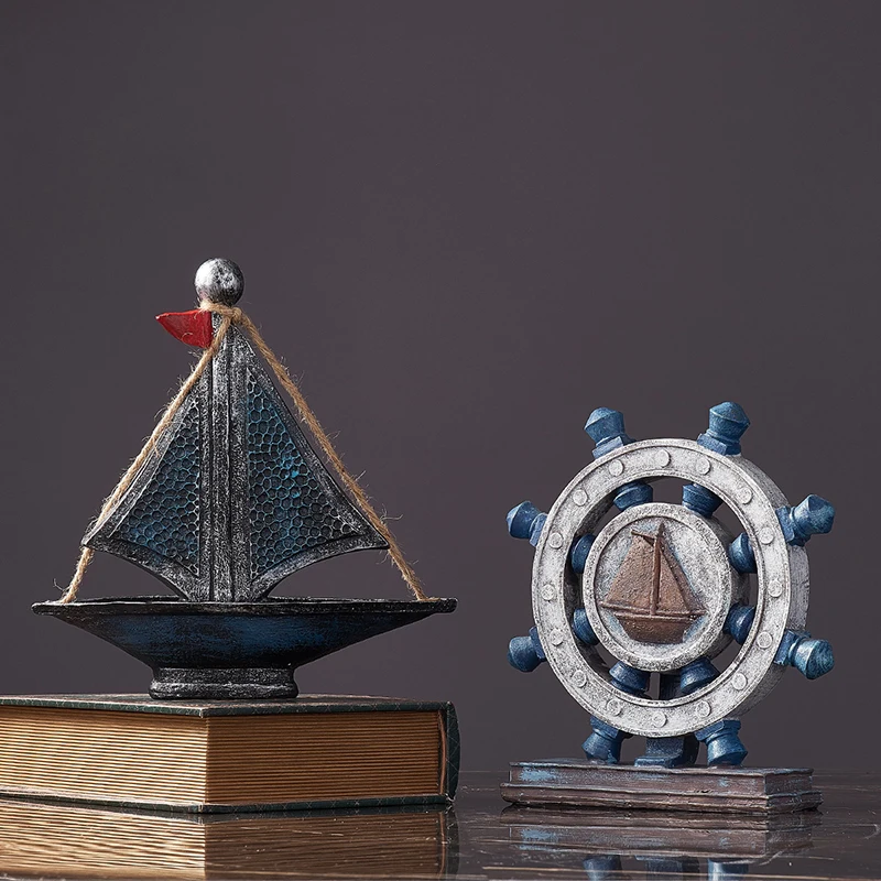 بحري سلسلة مرساة/الدفة/المراكب الشراعية الراتنج نموذج الرجعية ديكور المنزل غرفة المعيشة مكتب خزانة مشروبات الأسرة خزانة الحرف