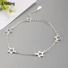 Браслеты из чистого серебра 925 пробы, очаровательные браслеты со звездочками, ювелирные изделия, сребрна брэнсолетка, напульсник, плата