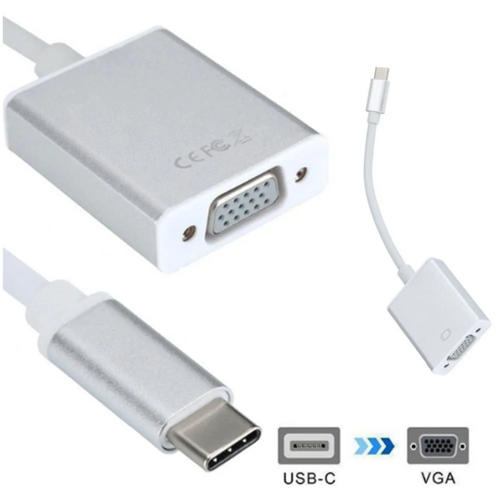 Мужской USB 3,1 Тип C USB-C женщин адаптер VGA кабель 10 Гбит/с для нового Macbook 12 дюймов Chromebook Pixel lumia 950XL Тип-C VGA