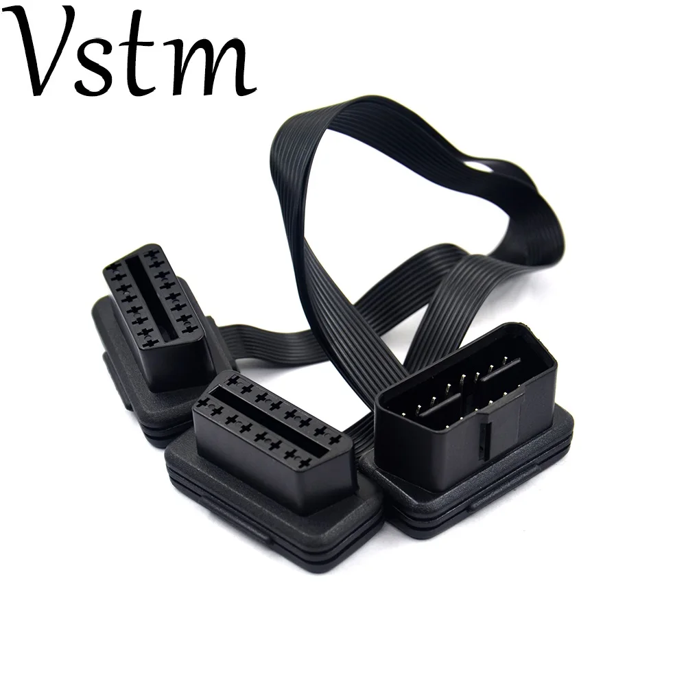 Плоский + тонкий 16 контактный удлинитель OBD 2 ELM327 с разъемом типа Папа два y