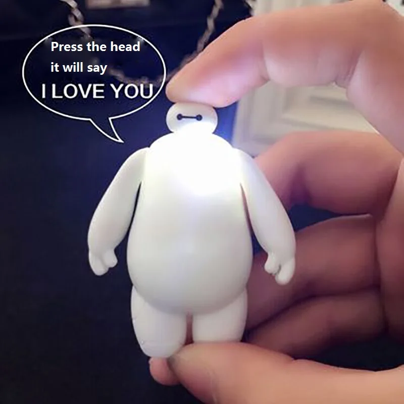 Whole In China Home Decor Clocks Big Hero 6 Baymax Mini Led Flashlight Keychains Flash Light Kids Lamp Linternas Torch Cartoon Key