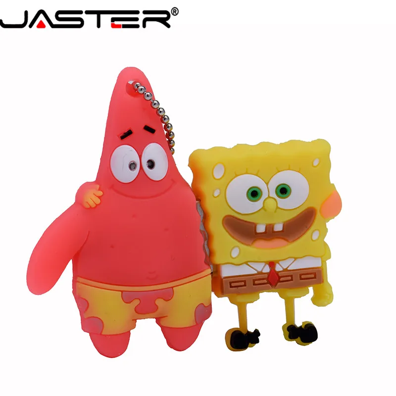 JASTER Акция Мини мультфильм внешний флэш накопитель USB 2 0 4 ГБ 8 16 32 64 Гб SpongeBob серия