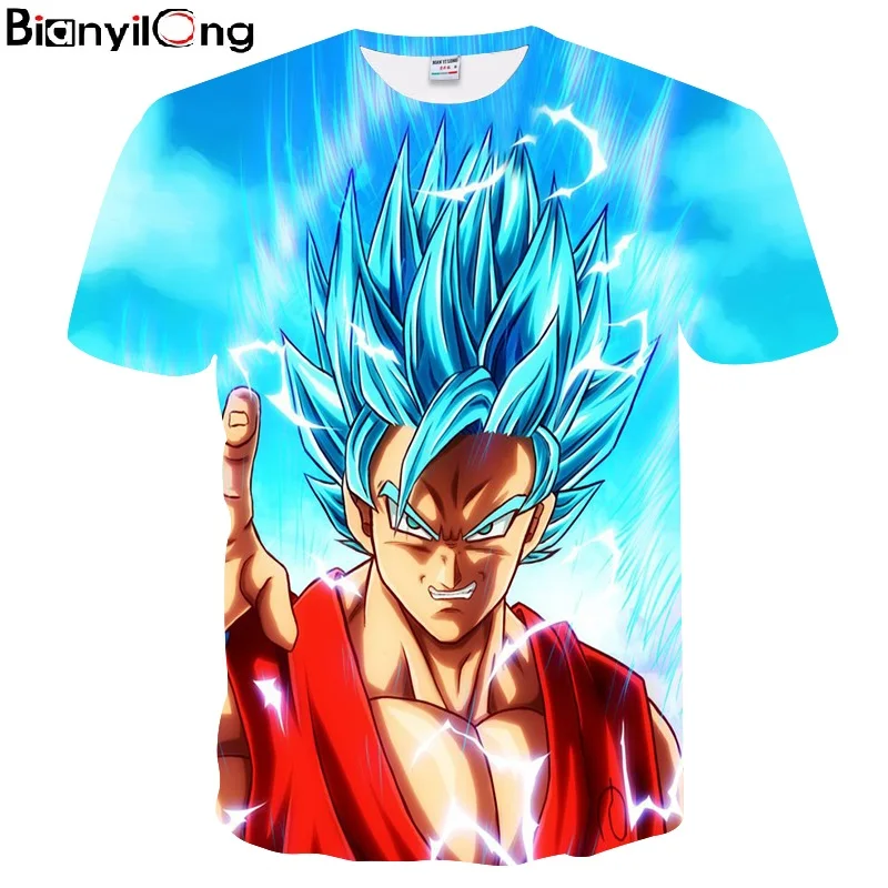 Dragon Ball Z футболки мужская летняя мода 3D печать супер сайян Сон Гоку черный Zamasu Vegeta
