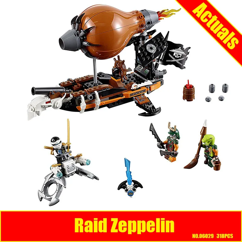 

New lepin 06029 318pcs Anime Ninjagoed Zeppelin Doubloon Clancee JAY Ninja Raid Zeppelin Weapon Building Blocks