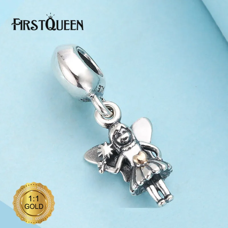 

FirstQueen 925 Silver and Gold Fairy Dangle Charm Fit Bracelets DIY Charms Pendants Jewelry Making Fine Jewelry