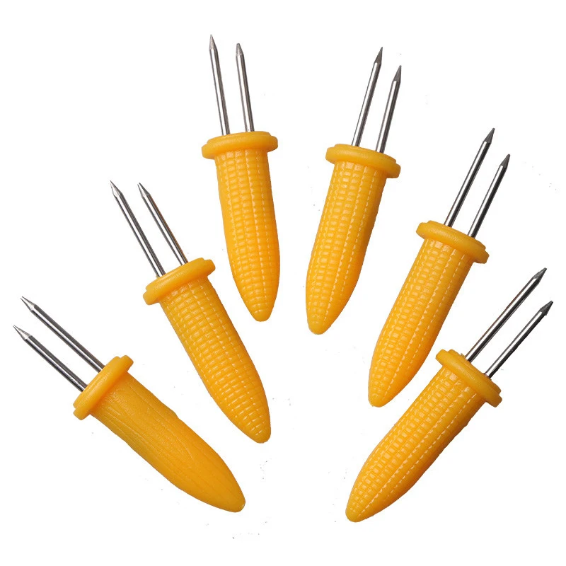 10Pcs Corn Holders Stainless Steel BBQ Forks Small Corn Cob Holders Skewers Barbecue Meat Fork Prongs Outdoor Party BBQ Tools (9)