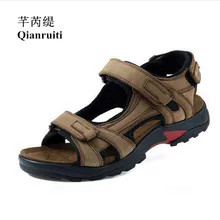 Мужские сандалии-гладиаторы; летняя пляжная обувь; сандалии с ремешками на лодыжках на застежке-липучке; нескользящая Мужская Уличная обувь на толстой плоской подошве