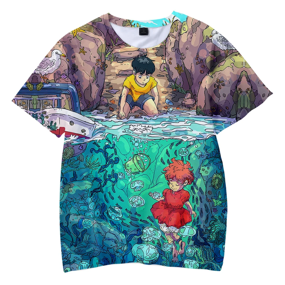 Футболка Aikooki Kawaii Ponyo on the Cliff 3D модная Милая Детская футболка для мальчиков и