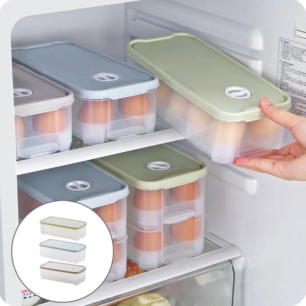 

Single Layer Refrigerator Food 10 Eggs Airtight Storage container plastic Box