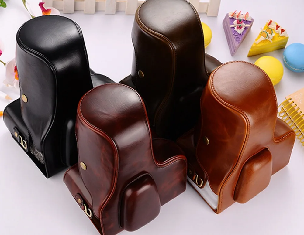 New Pu Leather Video Camera Bag Case For Canon EOS 1100D 1200D 1300D 550D with18-55/105/200mm Lens Retro Vintage Camera Bag cute camera bags