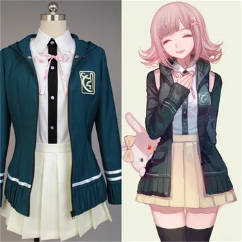 

Super DanganRonpa 2 Chiaki Nanami Cosplay Costumes Jacket Shirt Skirt Custom Made For Women party dress full set
