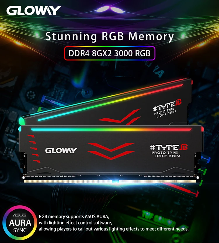 Оперативная память Gloway DDR4, 8 Гб* 2, 16 ГБ, 3000 МГц, RGB, для игр, настольных компьютеров, память, оперативная память, Серия B