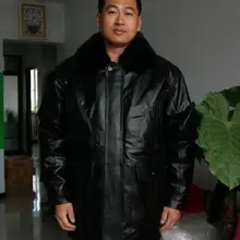 Мужская зимняя куртка из натуральной кожи, пальто и куртка из флиса, шерсти, меха, съемная подкладка, для отца, длинная одежда, черный, коричневый, xxxxl 4xl