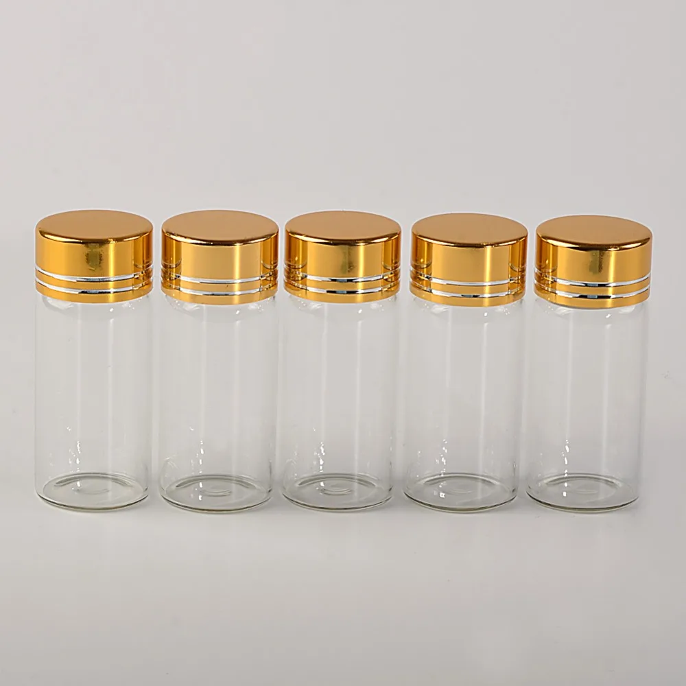 10ml Glass Bottles Aluminium Screw Golden Cap Empty Transparent Clear Liquid Gift Container Wishing Bottle Jars4
