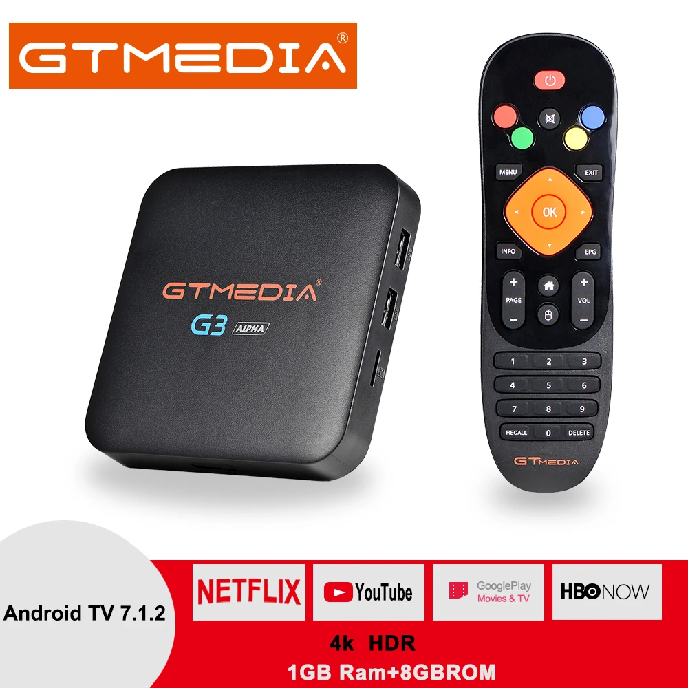 

IPTV Original GTMEDIA G3 decoder Smart 4K Ultra BT4.0 Android 7.1 DRM Widevine L1 Netflix Media Player HDCP1.4 HDCP 2.0 Smart TV