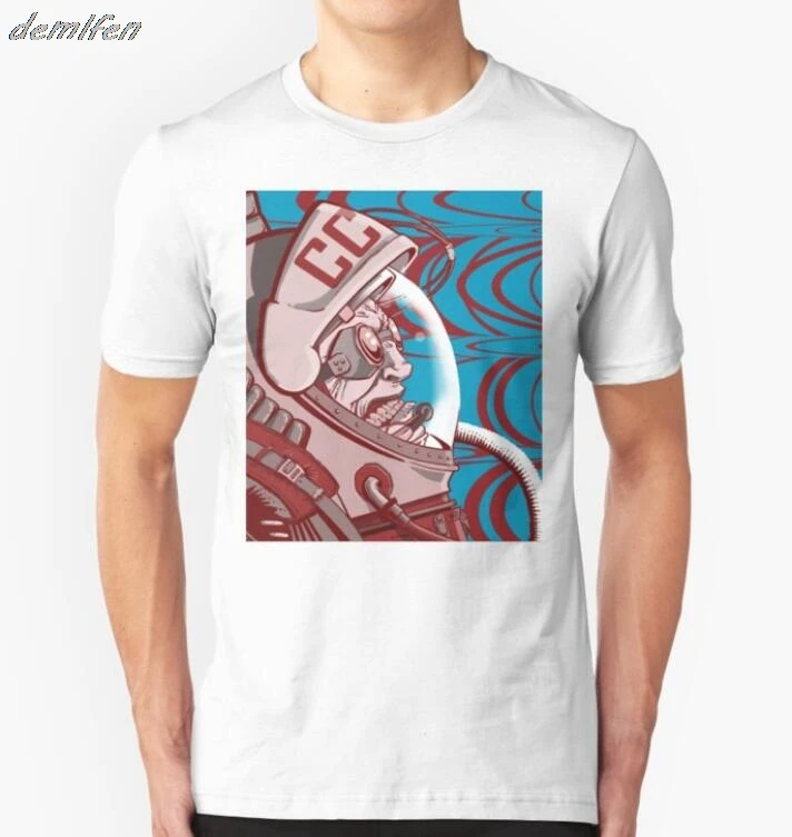 

Funny Men T-shirt CCCP Rusia Laika Space Traveler Red And Blue Print Tshirt Cool Tees Tops Mals Casual Shirt