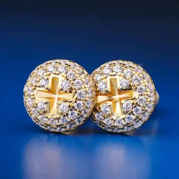 

Gold Iced Out Earrings Screw Earrings for Men Stud Earrings Mens Hip Hop Jewelry Punk Style With CZ Cubic Wholesale Argent