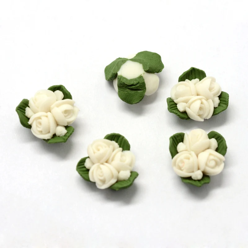 

50pcs Handmade Porcelain Flower Cabochons China Clay Beads DIY Jewelry Making about 15.5~17.5mm long 15~17mm wide 8~9mm thick