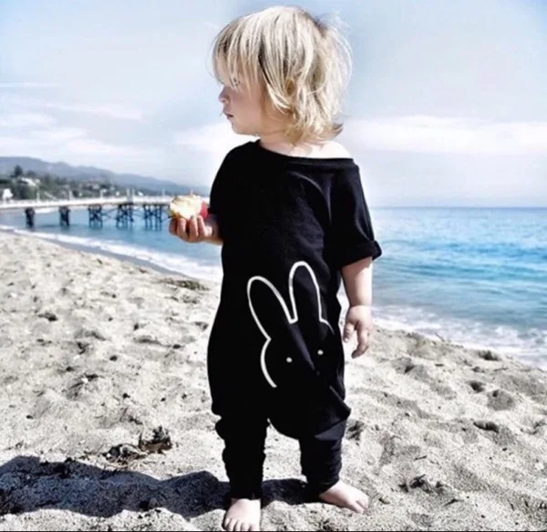 

2019 Summer style Baby Rompers Black Short sleeve Cartoon Rabbit Jumpsuit Infant Clothing Newborn Toddler Baby Boy Girl Clothes