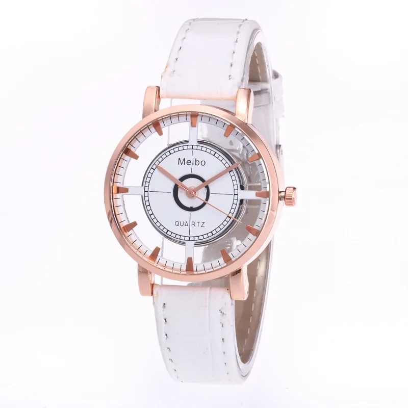 Кожа модный бренд браслет часы Для женщин Дамы Повседневное кварцевые часы полые наручные часы Relogio Feminino