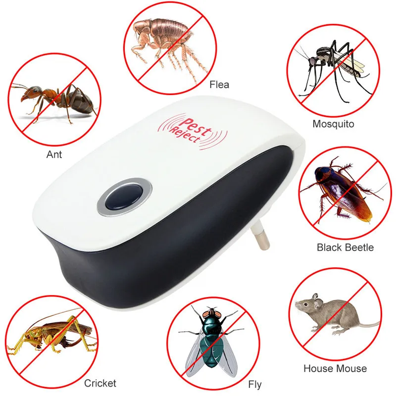 Усовершенствованная версия Электронный ультразвуковой отпугиватель насекомых против комаров для кошек, крыс, мышей, тараканов, вредителей, Отпугиватель насекомых, ЕС/США вилка
