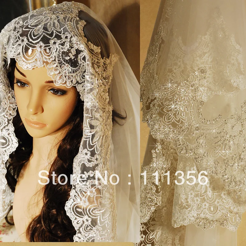Luxury Bridal Dress Veils WeddingCathedral length Alencon Lace Veil