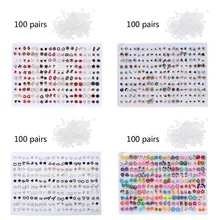 100 Pairs Assorted Styles Polymer Clay Hypoallergenic Stud Earrings Lot for Kids