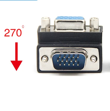 VGA Cable Adapter VGA 15 Pin Male To Female M/F 90 degree Right Angled Cord Monitor Connector